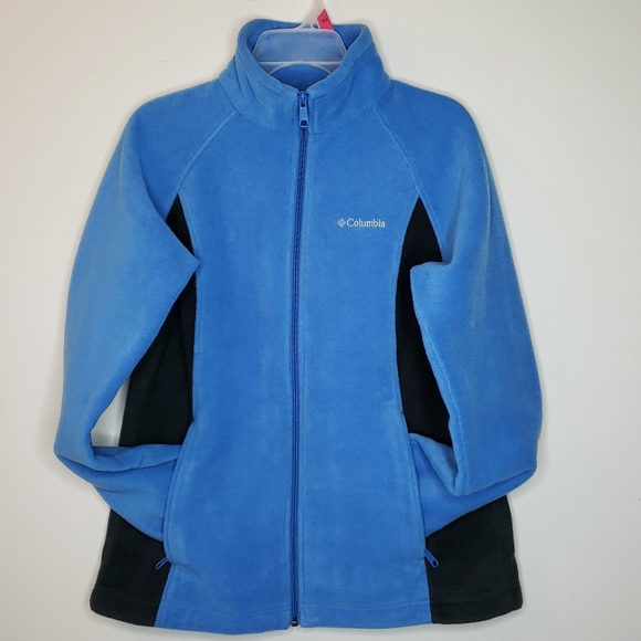 Columbia Fleece Jacket Full Zip Warm Blue Sweatshirt LARGE 12 14 - Picture 6 of 12